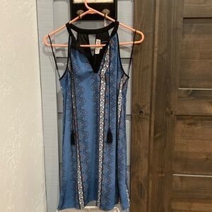 Pink Rose Blue and Black Lace Mini Dress size small